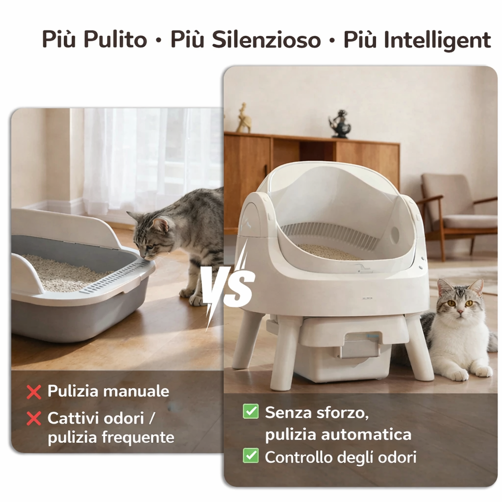 Lettiera automatica — Lettiera connessa autopulente, design silenzioso