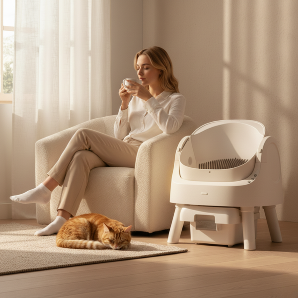 Lettiera automatica — Lettiera connessa autopulente, design silenzioso